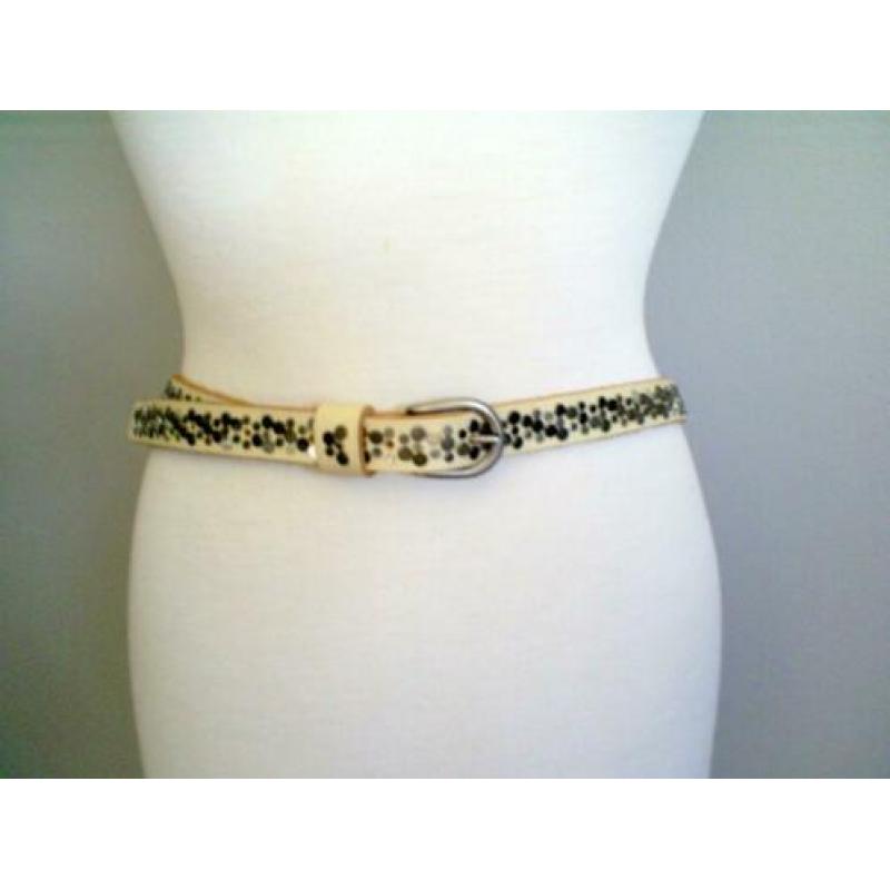 NIEUW !!! ecru leren riem van LEGEND - 98 cm