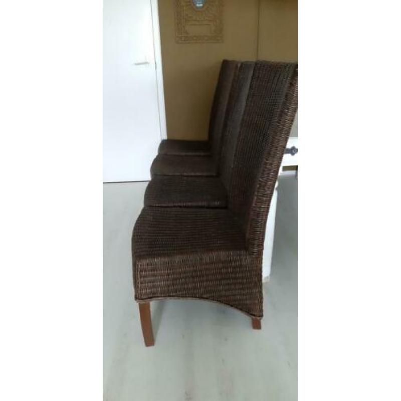 4 mooie rieten eethoekstoelen