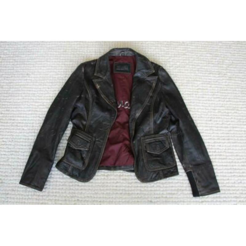 Vintage Leren Maze Jas (XS)