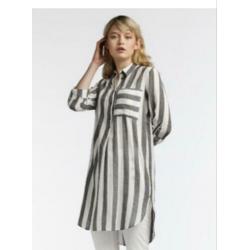Sandwich longblouse grijs/wit maat 42