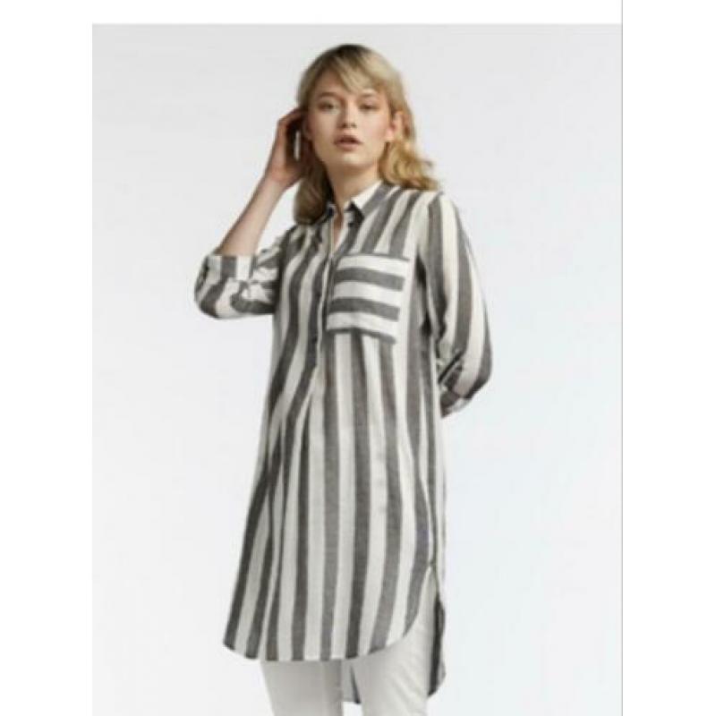 Sandwich longblouse grijs/wit maat 42