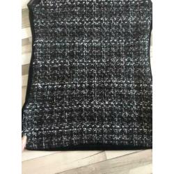 Vintage gothic top zwart kunstleder, wol en velours maat s