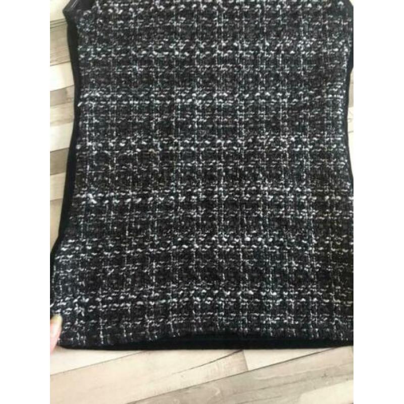 Vintage gothic top zwart kunstleder, wol en velours maat s