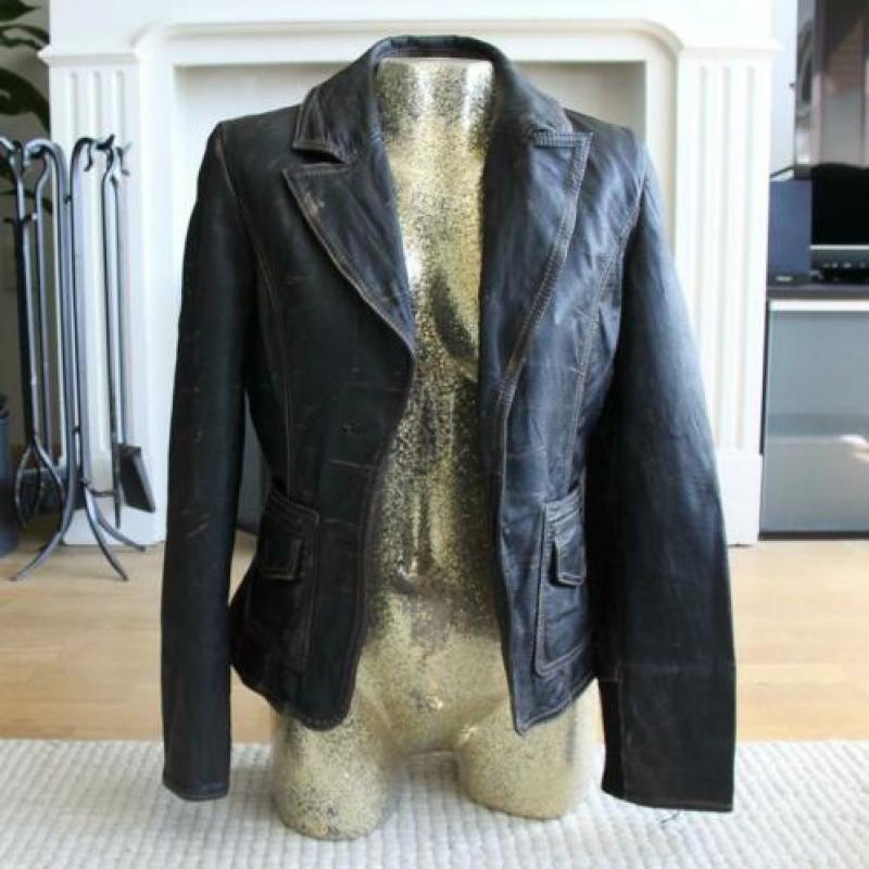 Vintage Leren Maze Jas (XS)