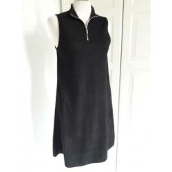 Zwarte mouwloze nep suede jurk ADPT XS 34 rits