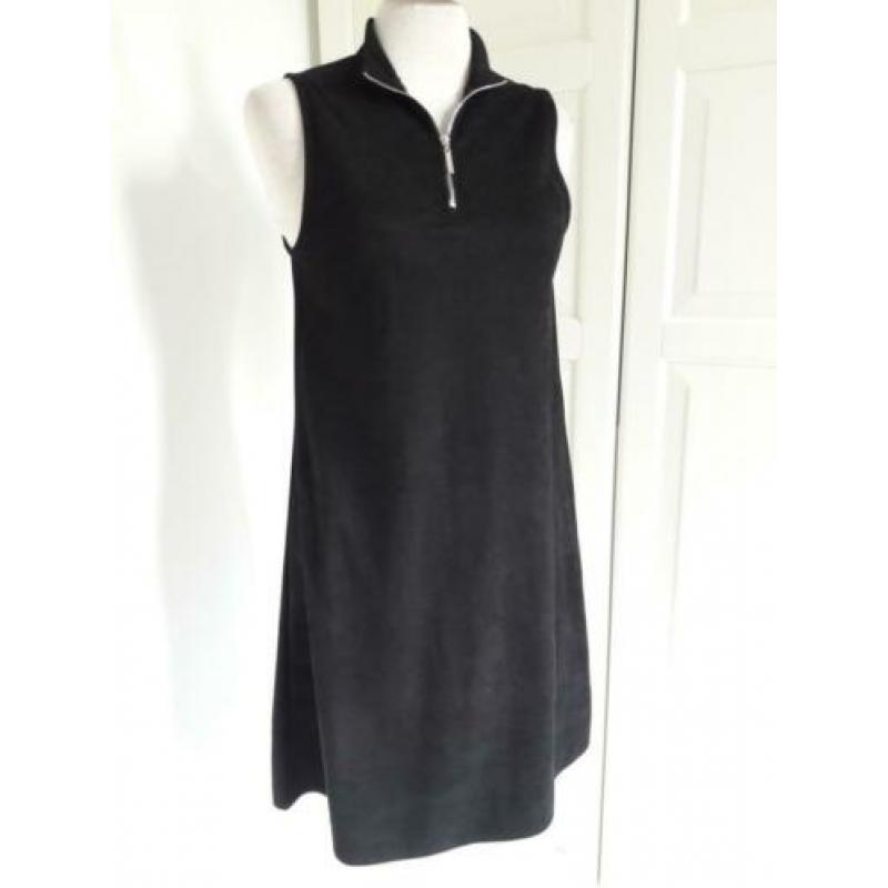 Zwarte mouwloze nep suede jurk ADPT XS 34 rits