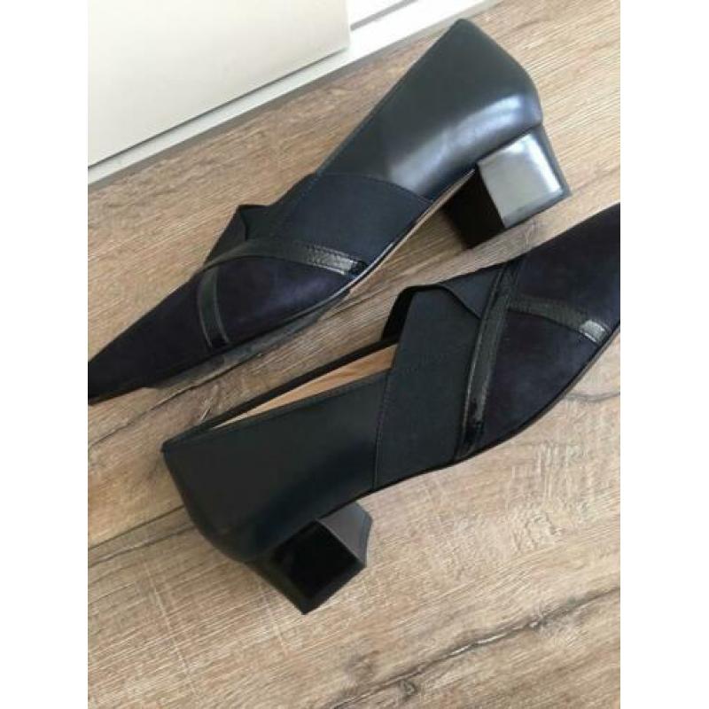Hassia prachtige pumps loafers blauw suède leer gevoerd 40.5