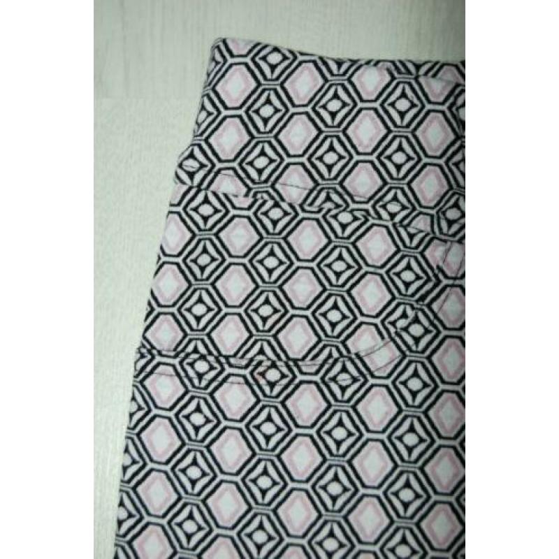 MONA LISA stretch pantalon, broek, roze - wit - zwart Mt. 40