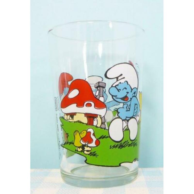 Smurfen vintage glas Peyo 1996 Benedictin glazen servies oud