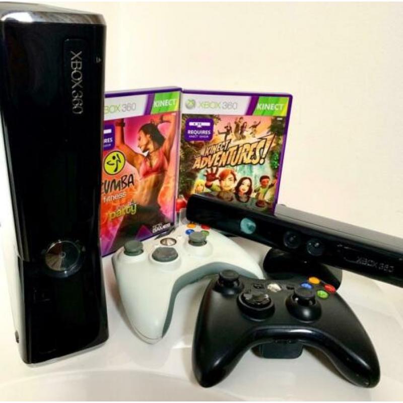 Xbox 360 met Kinect, 2 controllers en 2 spellen