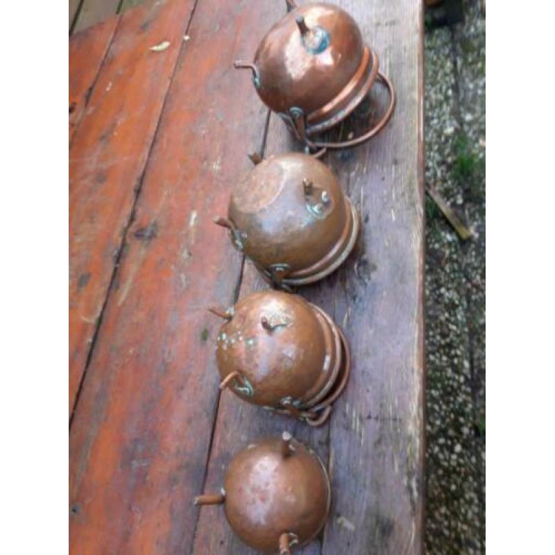 Roodkoperen plantenpotjes 4 stuks.