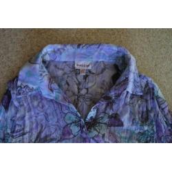 biaggine blouse L lila licht blauw met grijs NIEUW