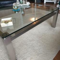Zware glazen salontafel