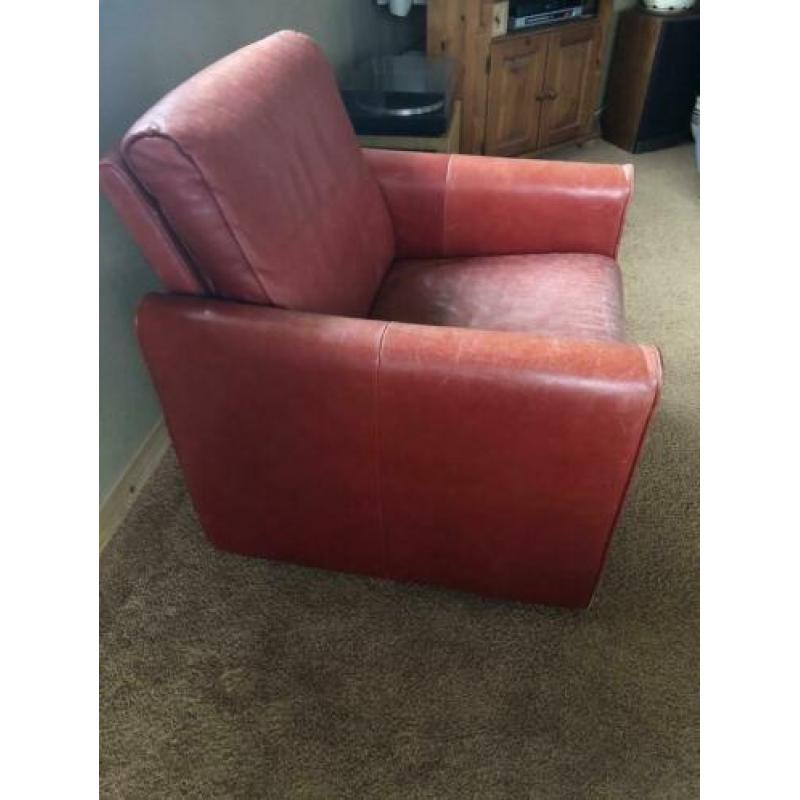 Rode leren fauteuil stoel rood leer