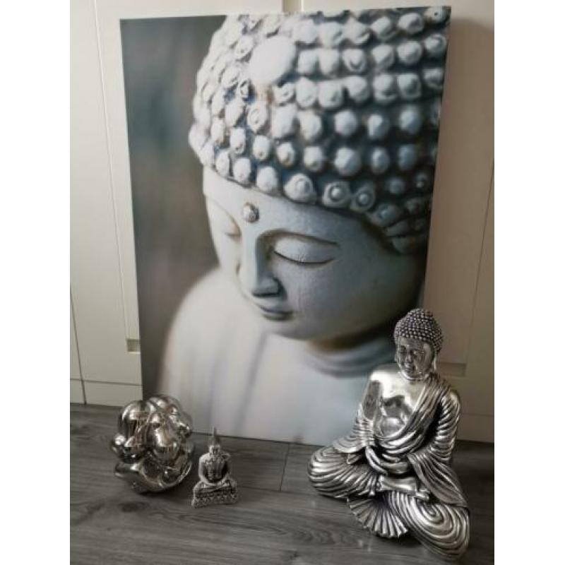 Buddha beelden canvas schilderij. Mooie set!