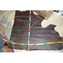 Crocobruin restant echt leer dikte 1mm