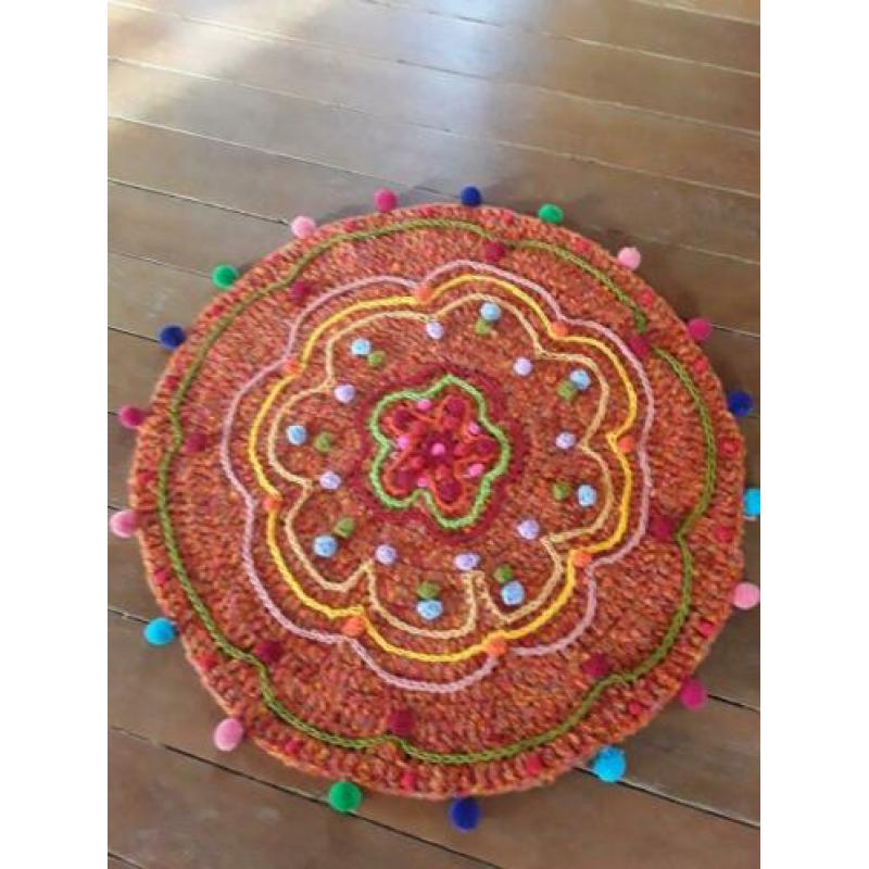 Nieuw gehaakt boho ibiza kleurig wollen kleed UNIEK