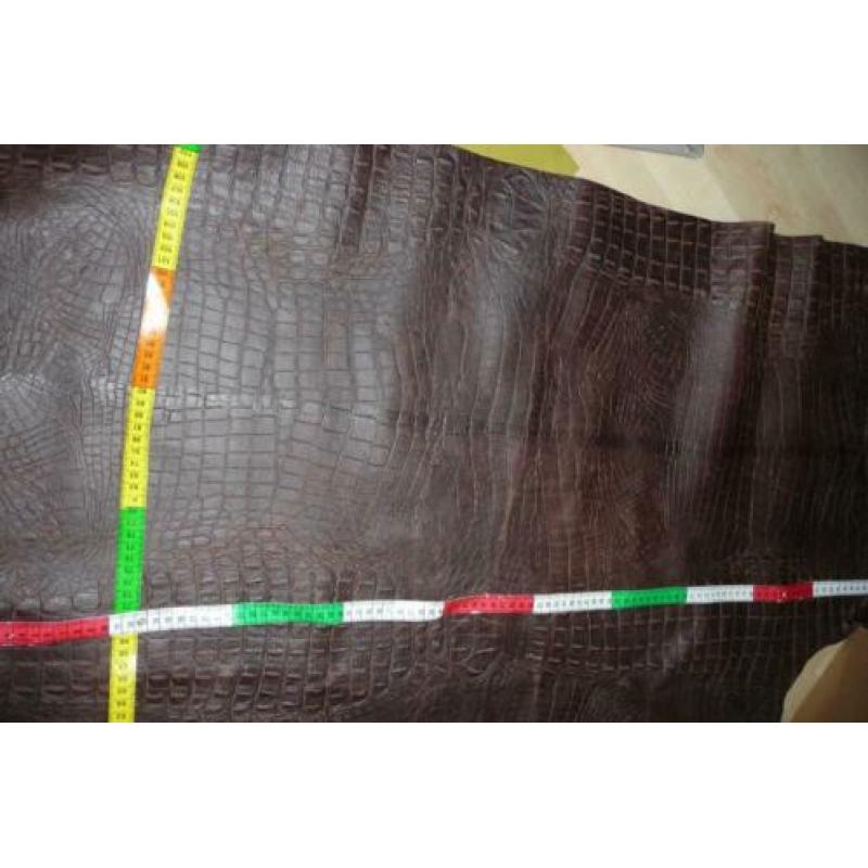Crocobruin restant echt leer dikte 1mm