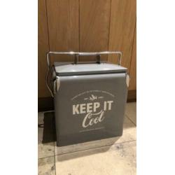 Retro coolbox opener ijzer grijs “Keep it cool” Nieuwstaat!