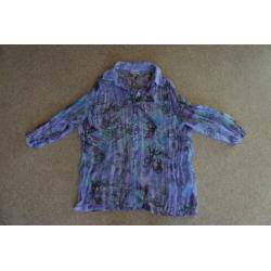 biaggine blouse L lila licht blauw met grijs NIEUW