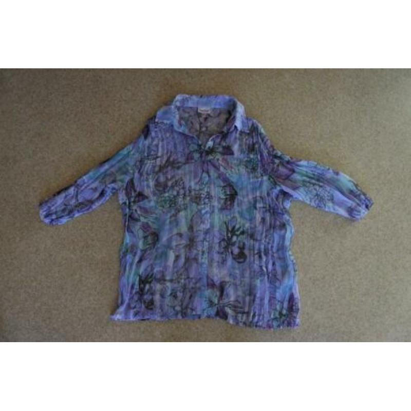 biaggine blouse L lila licht blauw met grijs NIEUW
