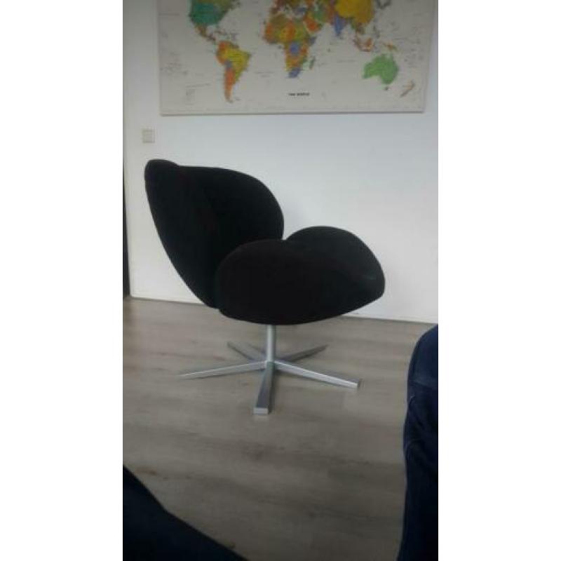 Draai fauteuil zwart stof