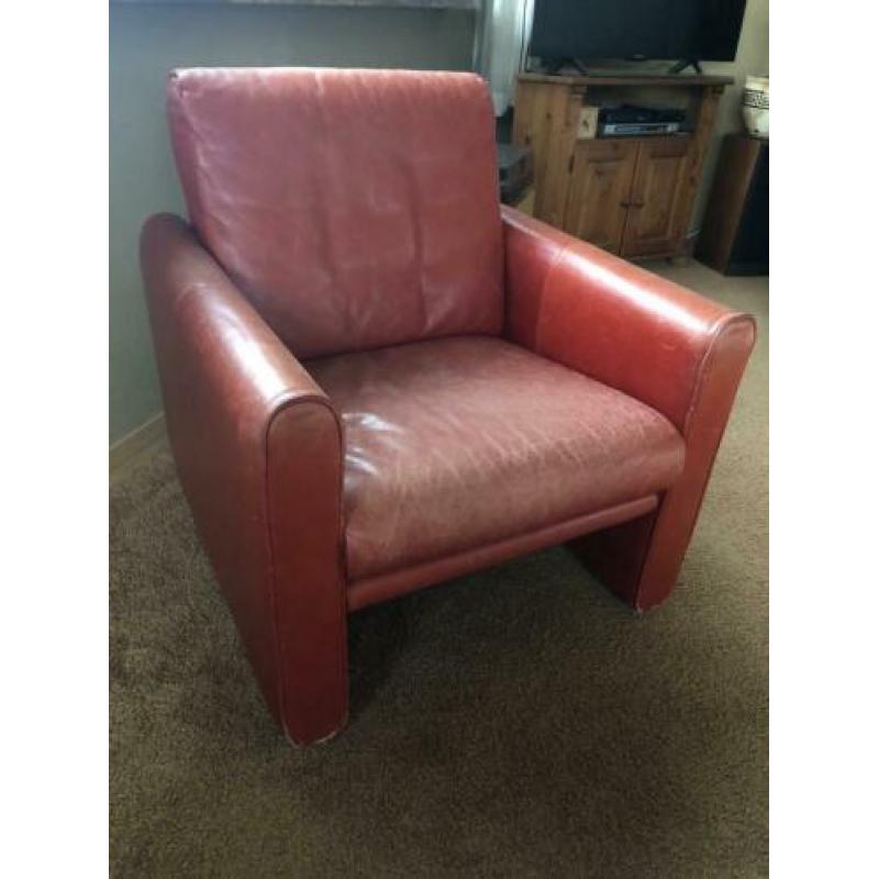 Rode leren fauteuil stoel rood leer