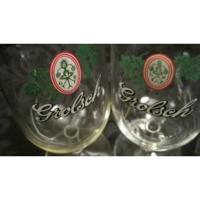 Grolsch bierglazen op voet