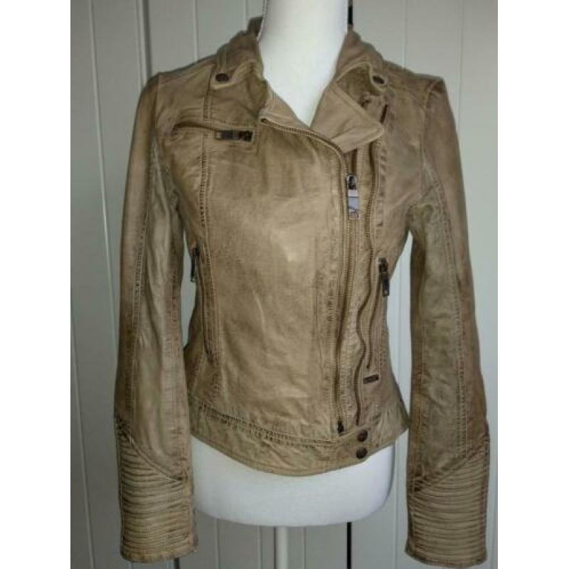 Nieuw leren jasje Maze taupe kleur, maat S / 36