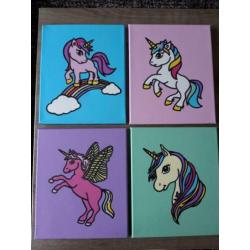 Nieuwe Eenhoorn ( Unicorn) schilderijen set voor € 10,-
