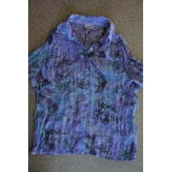 biaggine blouse L lila licht blauw met grijs NIEUW