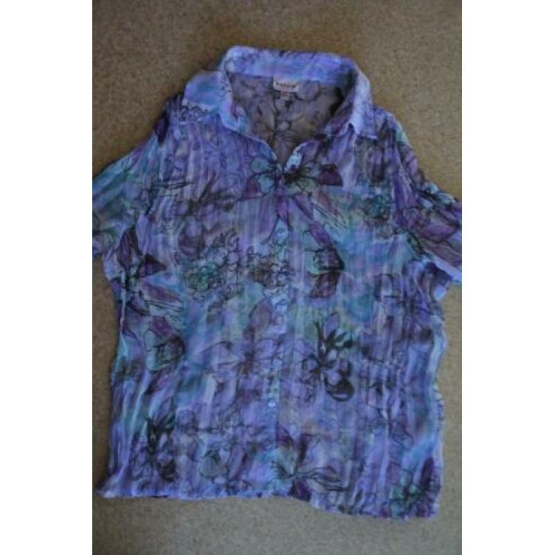 biaggine blouse L lila licht blauw met grijs NIEUW