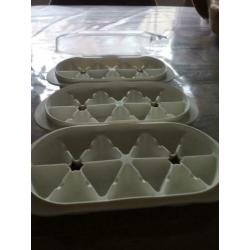 Tupperware 4-delig ijsblokjes systeem. 3 bakjes en 1 deksel/