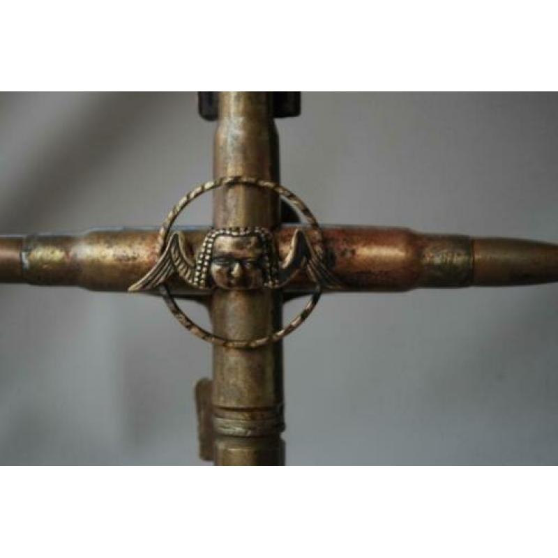 WW 2 Duits soldaten kruis " Totenkopf " Trench art