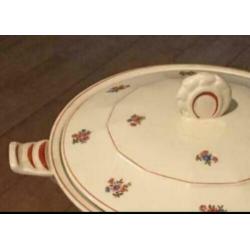 Antiek, Dek-Schaal, zie grepen-Art Deco accenten diam.34 cm