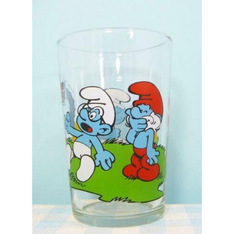 Smurfen vintage glas Peyo 1996 Benedictin glazen servies oud