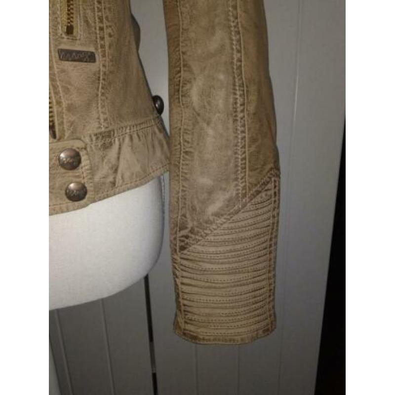 Nieuw leren jasje Maze taupe kleur, maat S / 36