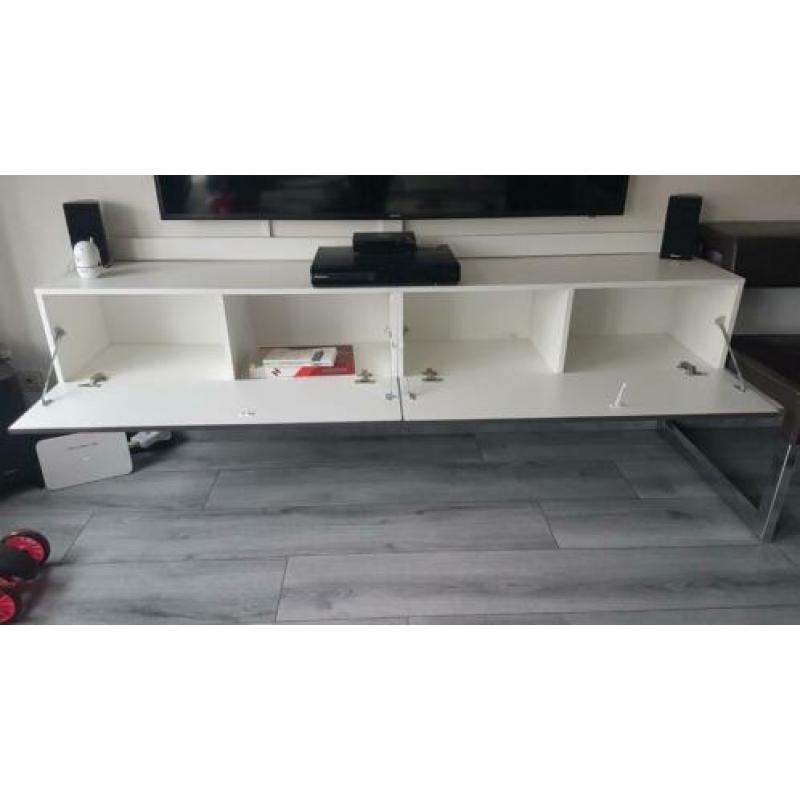 Zwevend Hoogglans Grijs TV meubel 200x38x30 cm 4 vakken