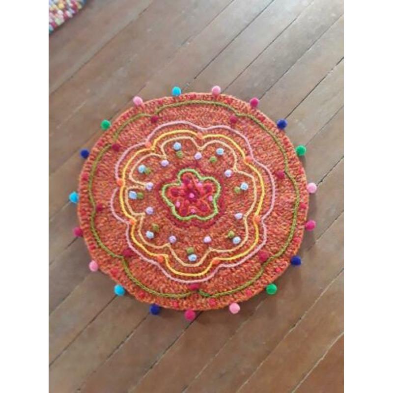 Nieuw gehaakt boho ibiza kleurig wollen kleed UNIEK