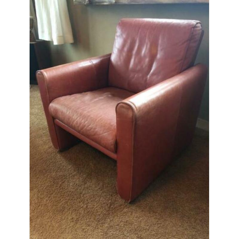 Rode leren fauteuil stoel rood leer