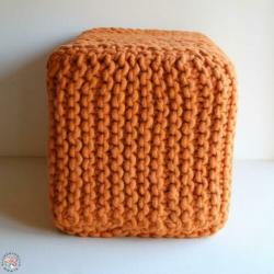 Hocker bankje dikke 100% WOL gebreid o.a. oranje > SALE!