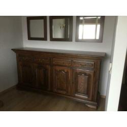 Dressoir Donker Eiken met 3 spiegels