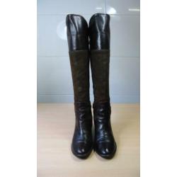 Dr. Adams leer suede bruine overknee laarzen met hakje 38