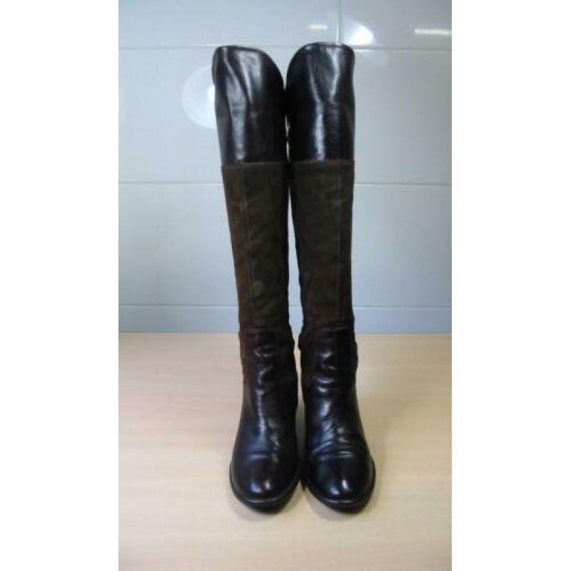 Dr. Adams leer suede bruine overknee laarzen met hakje 38