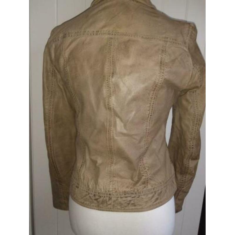 Nieuw leren jasje Maze taupe kleur, maat S / 36