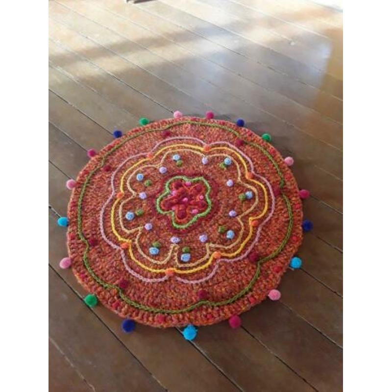 Nieuw gehaakt boho ibiza kleurig wollen kleed UNIEK