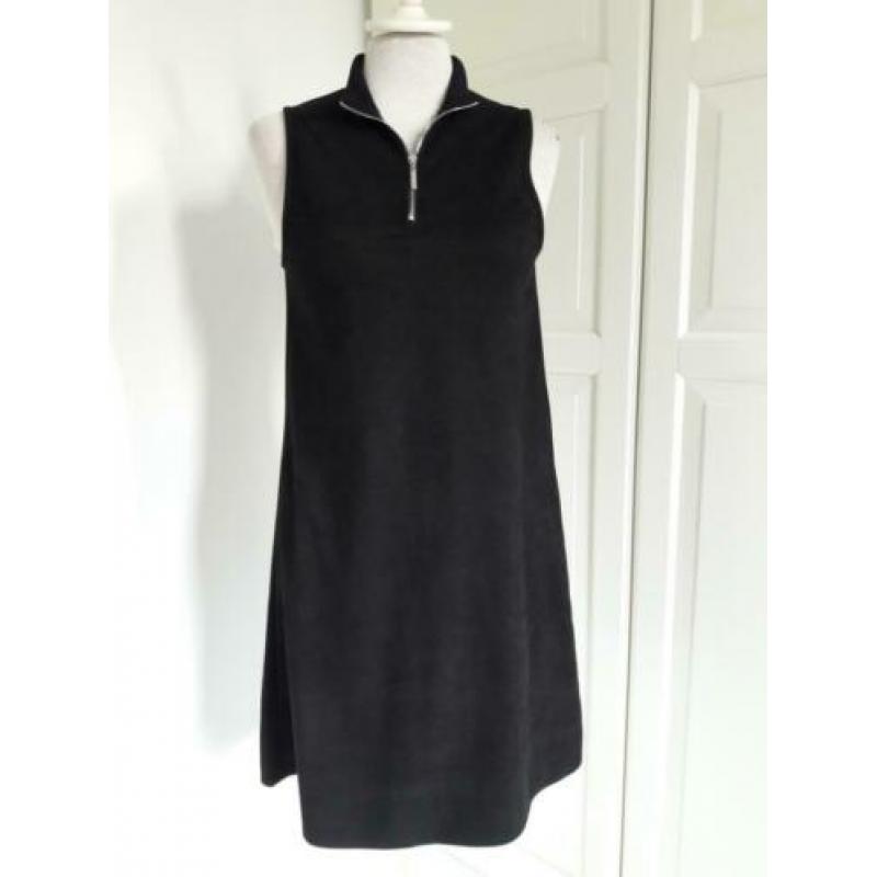 Zwarte mouwloze nep suede jurk ADPT XS 34 rits
