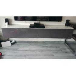 Zwevend Hoogglans Grijs TV meubel 200x38x30 cm 4 vakken