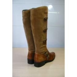 Soft & Light leder suède cognac hoge laarzen mt 5,5 = 38,5