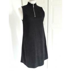 Zwarte mouwloze nep suede jurk ADPT XS 34 rits